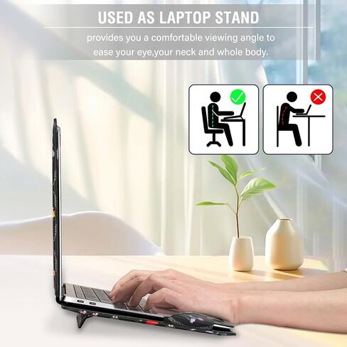MOSISO Case Compatible with MacBook Air 13 inch M4 M3 M2 M1 2025-2018/Pro 13 inch M2 M1 2025-2016, Aesthetic Simple Floral PU Leather Portfolio Protective Stand Cover, Black in Kuwait