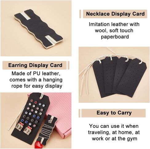 OLYCRAFT 10pcs حارس الجلود حاملي حرس متشابكة خالية من القلادة منظم الحرك المحمولة منظم Nacklace مجموعة بطاقة تخزين المجوهرات السود in Kuwait