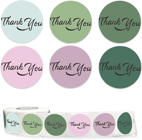 1000pcs 1.5 بوصة شكرا لك ملصقات بوهو شكرا لك ملصقات لعلامات لاصقة الأعمال الصغيرة للهدايا وأختام متينة متينة ، مقاومة للماء (بوهو أ) in Kuwait