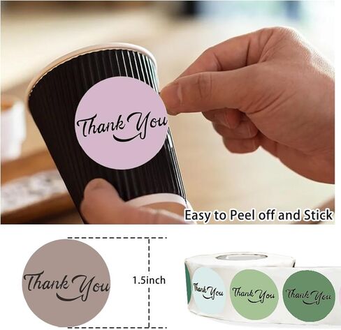 1000pcs 1.5 بوصة شكرا لك ملصقات بوهو شكرا لك ملصقات لعلامات لاصقة الأعمال الصغيرة للهدايا وأختام متينة متينة ، مقاومة للماء (بوهو أ) in Kuwait