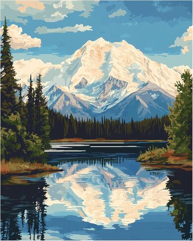 Grand Teton Paint by Number, Grand Teton National Park Paint by Numbers Kit for Adults, Mountains Landscape Canvas Wall Art, Lake Tree Wildflowers Acrylic Painting Home Decor(16x20inch, Unframed) in Saudi Arabia