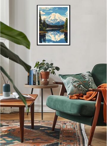 Grand Teton Paint by Number, Grand Teton National Park Paint by Numbers Kit for Adults, Mountains Landscape Canvas Wall Art, Lake Tree Wildflowers Acrylic Painting Home Decor(16x20inch, Unframed) in Saudi Arabia