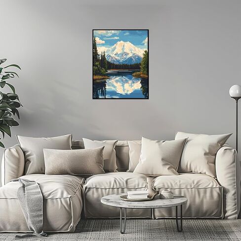 Grand Teton Paint by Number, Grand Teton National Park Paint by Numbers Kit for Adults, Mountains Landscape Canvas Wall Art, Lake Tree Wildflowers Acrylic Painting Home Decor(16x20inch, Unframed) in Saudi Arabia