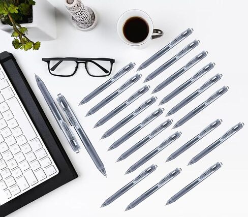 Aozora Black Gel Poins Point Smooth Writing Pen 40 Pack Pack القابلة للسحب قلم حبر هلام أسود مع قبضة ناعمة 0.5 ملم لوازم المكاتب الجافة السريعة (20 الأقلام مع 20 عبوات) in Kuwait