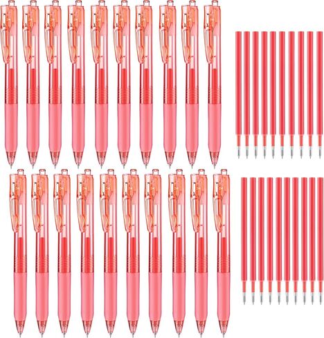 Aozora Black Gel Poins Point Smooth Writing Pen 40 Pack Pack القابلة للسحب قلم حبر هلام أسود مع قبضة ناعمة 0.5 ملم لوازم المكاتب الجافة السريعة (20 الأقلام مع 20 عبوات) in Kuwait