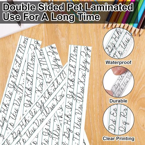 24 Pcs Cursive Letters Desk Strips Alphabet Letters Desk Strips Art Removable Stickers 26 Letter Cursive Writing Desk Strip for School Classroom Office Students Children, 1.0 x 7.7 Inch in Saudi Arabia