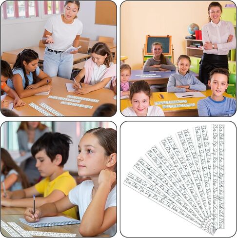 24 Pcs Cursive Letters Desk Strips Alphabet Letters Desk Strips Art Removable Stickers 26 Letter Cursive Writing Desk Strip for School Classroom Office Students Children, 1.0 x 7.7 Inch in Saudi Arabia