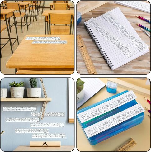 24 Pcs Cursive Letters Desk Strips Alphabet Letters Desk Strips Art Removable Stickers 26 Letter Cursive Writing Desk Strip for School Classroom Office Students Children, 1.0 x 7.7 Inch in Saudi Arabia