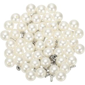 PATIKIL 8mm Pearl Studs for Clothing, 100 Sets Pearl Spikes for Clothes Faux Pearls Spikes Leather Rivets Buttons Round Plastic ABS for Leather Jacket Crafting Fabric Shoes, White