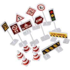 BESPORTBLE 10Sets Miniature Traffic Road Sign Micro Scene Kit with Each for Interactive Play and Traffic Safety Education