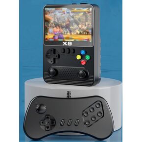 X9 Handheld Video Game Console, Portable Game Player with 3.5 inch Screen & Additional Controller, 11 Game Emulators, Support 2 Players to Play On TV, 6000mAh Battery (Green)