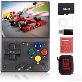 Ampown Miyoo Mini V4 Retro Game Console,2.8 Inch IPS Screen 640x480,Built-in 64GB TF Card,with 2000mAh Battery Classic Game Console,Support HD and TV Output Casual Game Console Black