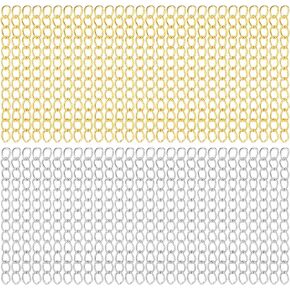 JIEYAO 200Pcs Chain Extender for Jewelry Making, Silver and Gold Chain Extension for Necklaces Bracelet Chain Extender Removable Extension Chain for Necklaces Bracelet Anklets Key Chain