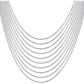 Wholesale 10Pcs 925 Sterling Solid Silver Accessories 1MM Snake Chains Necklace for Women 20 Inches Chain Accessory