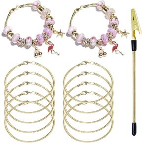 Exway 10 Pcs Snake Charm Bracelet Chain 7.5 Inch Sliver Chain Bracelet Kit with Lobster Clasps for Crafts DIY Women Jewelry Making