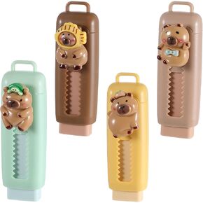 4Pcs Retractable Erasers Cute Capybara Rubber Push-Pull Eraser Soft Rubber Sliding Animal Fun Pencil Erasers for Kids Boys Girls Students Capybara Lovers School Office Supply Stationery