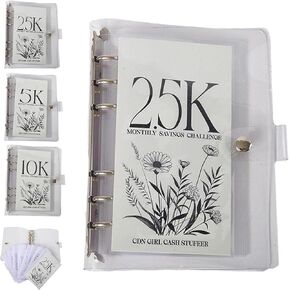12-Month Envelopes Money Saving Challenge Binder, Budget Binder With Cash Envelopes, Easy and Funny Way to Save 2.5K/5K/10K Dollars, Money Binder For Cash Saving (5K)