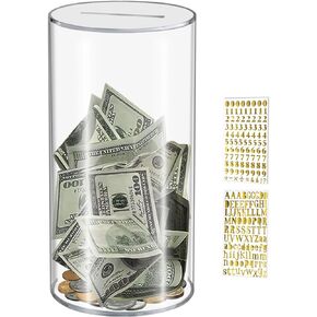 Clear Acrylic Piggy Bank –Must Break to Open Money Saving Box for Adults & Kids, Unopenable Cash Jar for Financial Goals, Large/Medium/Small Sizes, Birthday Gift & Home Decor (Small)