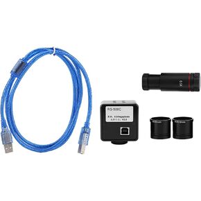 Keenso High Speed USB2.0 Microscope Chamber: 5MP Industrial Eye Chamber with a 0.5X CCD Adapter for The Recording of Microscope Photos and Videos