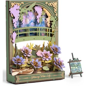 rowood Water Lily 3D Puzzle Building Set with LED,DIY Monet Wall Art Craft Kits for Adults,Home Decor Botanical Collection Gift for Teens Kids on Christmas