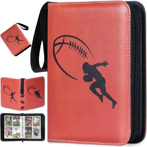 Soccer Card Binder for Cards Collection, 4-Pocket Card Sleeves Binder with 440 Card Pockets, TCG Trading Cards Holder with 55 Pages Removable Sleeves and Zipper