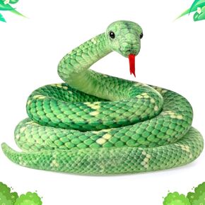 Rakuto 32 Inches Snake Stuffed Animal, Boa Constrictor Snake Plush Toy, Cool Boa Constrictor Pluhies Gift Realistic Python Props for Kids Party Favor (Green)