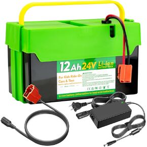 24V 12Ah Li-ion Battery for 24V Kids UTV Ride-On Cars&Toys - Longer-Lasting and Lighter Than Lead-Acid, Replacement Battery with 2A Charger