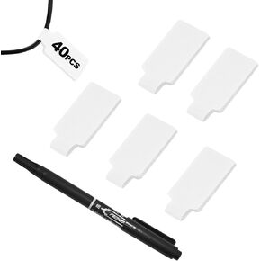 40 Pack Cable Labels Tags, Multi-Color Write On Wire Cord Tags and Charger Labels Waterproof for Cable Management and Identification Electronics (Rectangular)