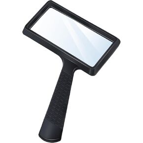 5X Rectangle Reading Magnifier, Large Handheld Magnifying Glass Scratch Resistant Glass Lens Seniors Reading, Hobbies, Repair, Observation(Black)
