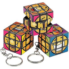 Fun Express - Mini Fun Magic Cube Puzzle Key Chains - Apparel Accessories - Key Chains - Novelty Key Chains - 12 Pieces