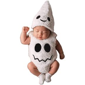 Ghost Costume for Baby Boy Girl Halloween Costumes Ghost Romper Hat Infant Halloween Clothes 3 6 12 18Month