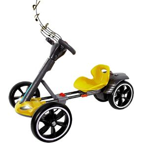 6V Electric Go Kart for Kids (3-6 yrs), Foldable 4-Wheel Go Kart W/390 Motor, 3H Endurance, 3.73Mph,Adjustable Seat, Educational Function, Tricolor Lights, Easy to Assemble, 66Lbs (Yellow)
