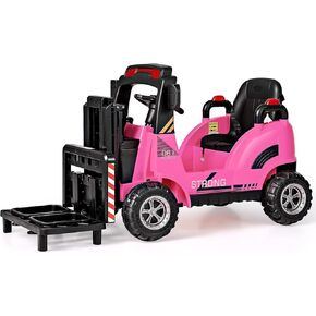 OLAKIDS 12V Ride on Car, 2 in 1 Kids Street Sweeper Recycling Garbage Truck Electric Vehicle with Remote Control, Rotatable Cleaning Brushes, Trash Bins, Battery Powered Construction Toy (Pink)