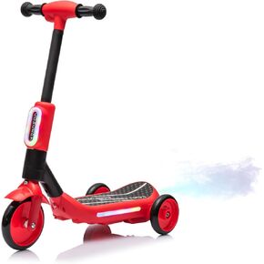 2in1 Kids Electric Scooter, 3-Wheel Design with Colorful LED Lights & Spray Taillight, One-Button Start, Safe Ride On Scooter for Ages 37-95 Months, 8.82 lbs