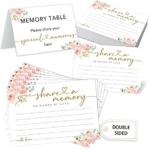 Gold Rose Share a Memory Cards for Celebration of Life, Graduation, Retirement, Birthdays, Guest Book Ideas, Funeral Sign In Book For Memorial Service, 4x6 Inches Set of 50 Pcs -A04