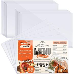 5 Pcs 11" x 17" Rigid Print Protectors Clear Plastic Sleeves Hard Sheet Protectors Heavy Duty Side Loading Crystal Poster Frames Menu Holder Magazine Sleeves for Poster Paper Photo Prints