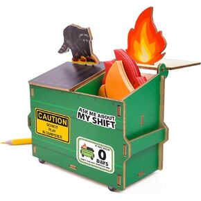 Dumpster Fire Desk Organizer, DIY Pencil Holder with Raccoon & Flame Decor, Bonus Fire-Shaped Sticky Notes & Stickers, Dumpster Fire Holder, Funny Desk Accessory, Gag Gift for Coworkers