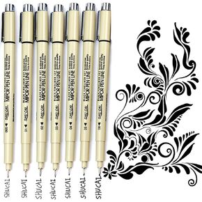 مجموعة القلم Micron ، Fineliner Pens Fine Liner Pen ، الأقلام الدقيقة للرسم في كتابة كتاب اليومية (7 أجهزة كمبيوتر)