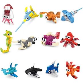 Boy Party Favors - (12-Pack) 36 Kinds of Mini Marine Building Block Toy Classroom Prizes Goodie Bags,Bulk Toy,Birthday, Back to School Students Gifts Stocking Stuffers for Kids Ages 6+