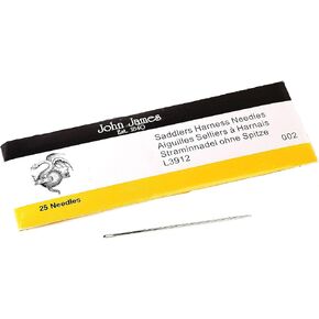 John James Saddlers Harness Needles - Rounded Point - 25 Pack, Size 002 - Medium