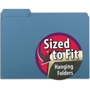 Smead 10239 Interior File Folders 1/3 Cut Top Tab Letter Blue 100/Box