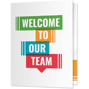 Welcome to Our Team Folders / 25 Colorful Employee Pocket Folders / 9" x 12" New Member Greeting Folder Pack/Made in The USA