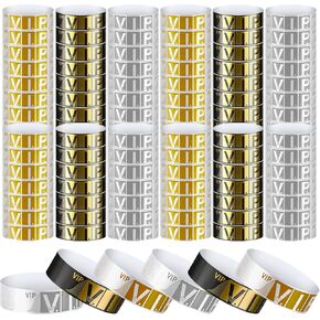 Epakh 1200 Pcs VIP Wristbands Bracelets Paper Lightweight Event Party Wrist Bands Colored Waterproof Armband for Girl Boy Concert (Silver, Gold, Black Gold), Paper Bracelets-04