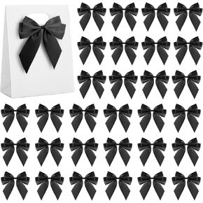 30 PCS Satin Ribbon Black Bow Decor