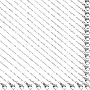 Tyqour 25 Pcs Silver Necklace Chain for Jewelry Making, Bulk Stainless Steel Necklace Chains Jewelry Chain with Lobster Clasps Fadeless Snake Cadenas for DIY Crafts Making (17.80 Inch)