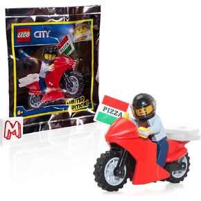 Lego City Minifigure - رجل توصيل البيتزا على دراجة نارية (طبعة محدودة)