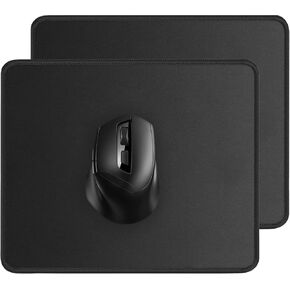 Mouse Pad 2 Pack with Non-Slip Rubber Base,Premium-Textured & Waterproof Mouse Pads for Computers,PC,Office & Home,7 x 8.6 in,Black
