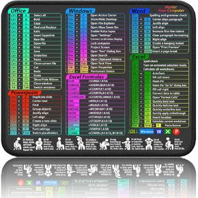 Excel Shortcuts Mouse Pad – Cheat Sheet for Word, PowerPoint & Windows – Gift for Office, School, or Home (Common Office Software, 11.8" x 9.8")