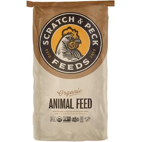 Scratch and Peck Feeds Whole Grain Layer Mash + Corn Chicken and Duck Feed - 40 lbs Bag - Soy-Free - 18% Protein, Certified Organic and Non-GMO Project Verified Chicken Food