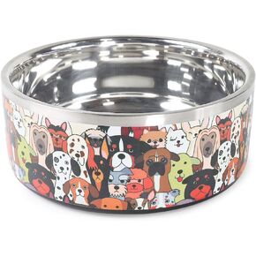 Selly's Den Pawdience Double Walled Stainless Steel Bowl Non-Slip, Durable, Rust Resistant Pet Food & Water Dish, BPA Free Rubber Base (85 Oz - Large)